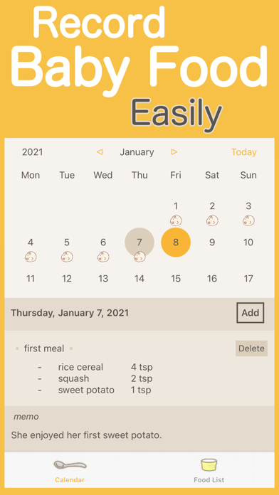 BabyFoodDiary Screenshot