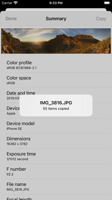 Phototronic Metadata Screenshot