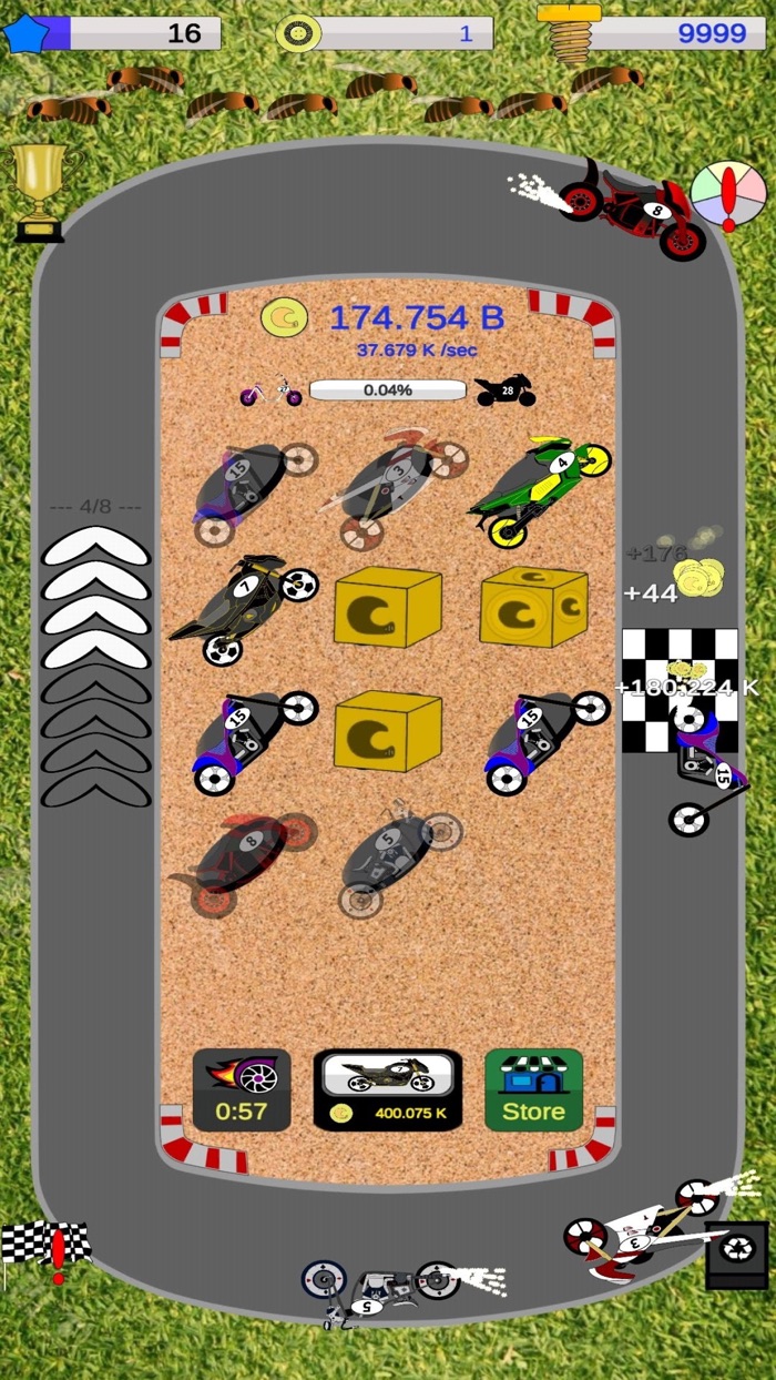 热门合并游戏：结合摩托车赛车。 有趣的点击和空闲大亨游戏 ！