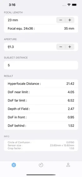 Game screenshot D0F Calculator for APS-C Fuji mod apk