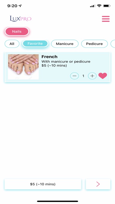LuxPro Service Booking Screenshot
