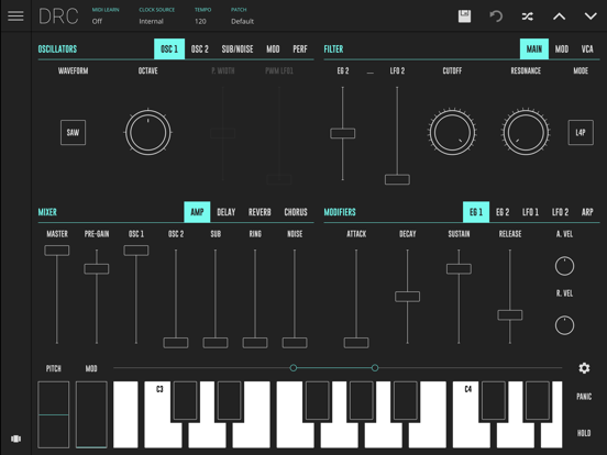 Screenshot #1 for DRC - Polyphonic Synthesizer