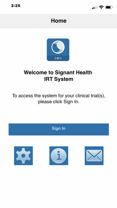 Signant Health IRT Screenshot