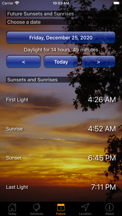 Sunset and Sunrise Times Screenshot