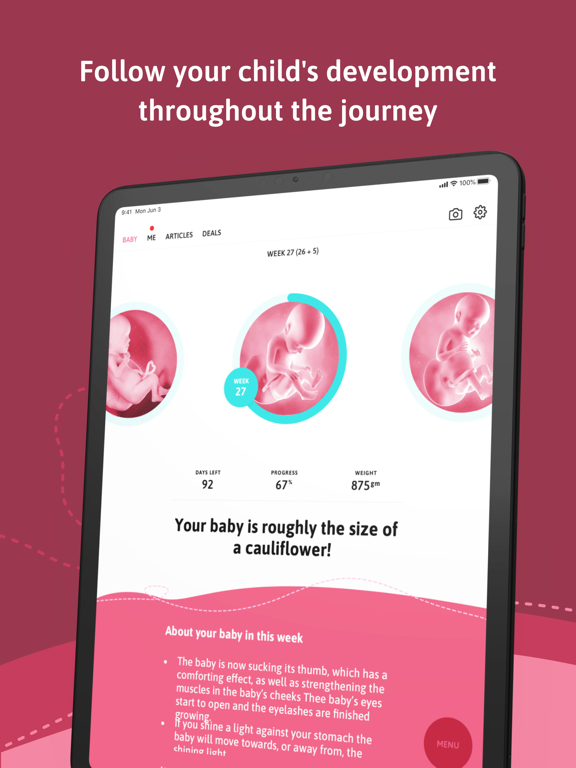 Belly - Your pregnancy app iPad screenshot 1 - Health & Fitness app