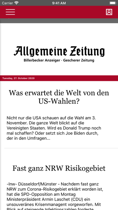 Allgemeine Zeitung Coesfeld Screenshot