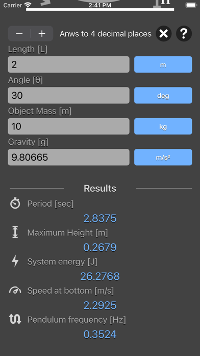 Simple Pendulum Calculator screenshot 2