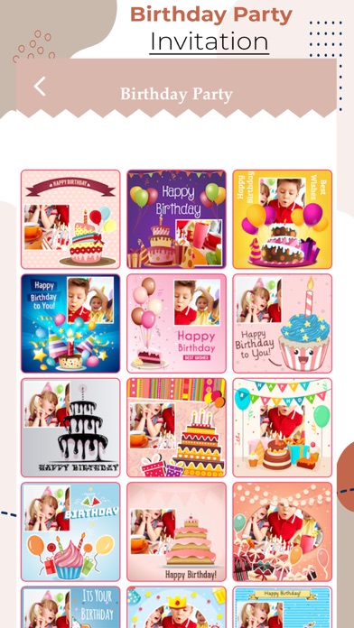 Birthday Party Cards & Frames Screenshot