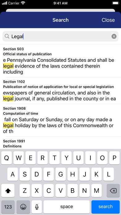 Pennsylvania Statutes Law Screenshot