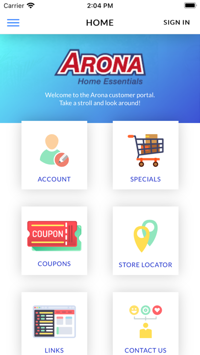Arona Home Essentials Portal Screenshot
