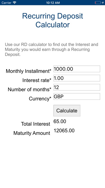 RD Calculator by Temenos UK Ltd