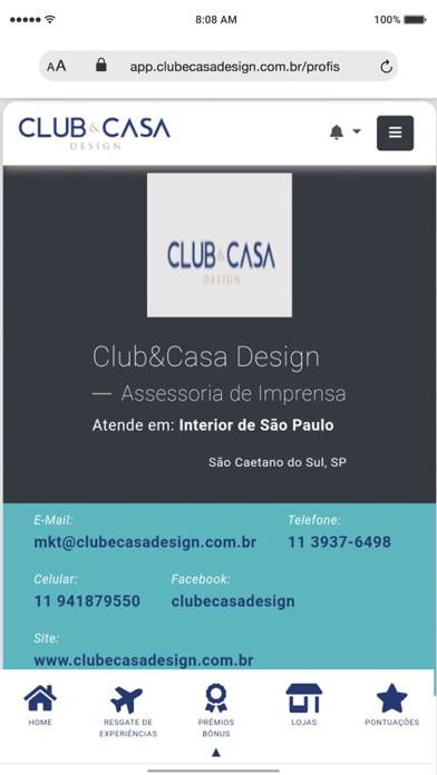 Club & Casa Design Screenshot