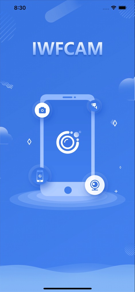 iWFCam - Discover the app's clean branding and prominent camera-centric logo, signaling its purpose as a dedicated surveillance tool.