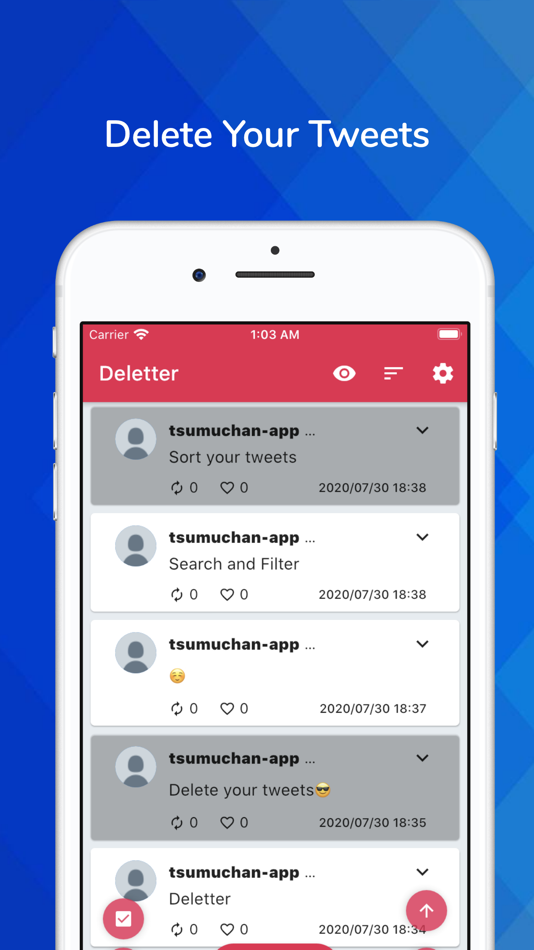 #2. Deletter ~Delete Your Tweets~ (iOS) 由: Hironori Tsumuraya