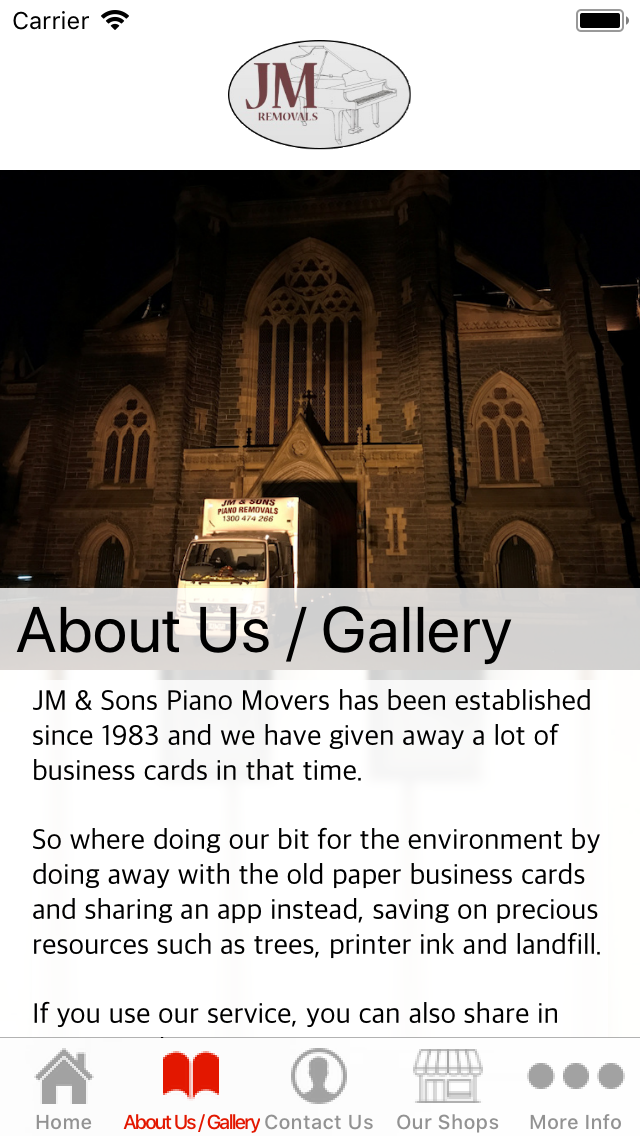 JM and Sons Piano Movers VB Card