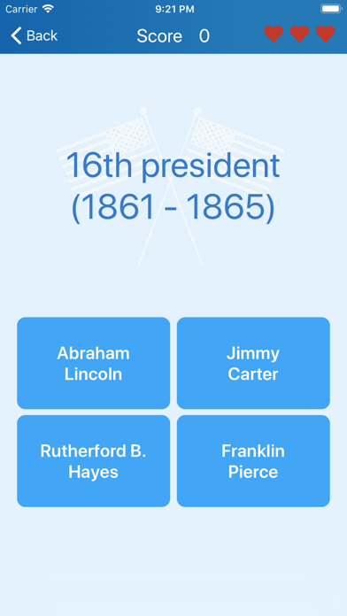 Presidents of the USA - quiz Screenshot