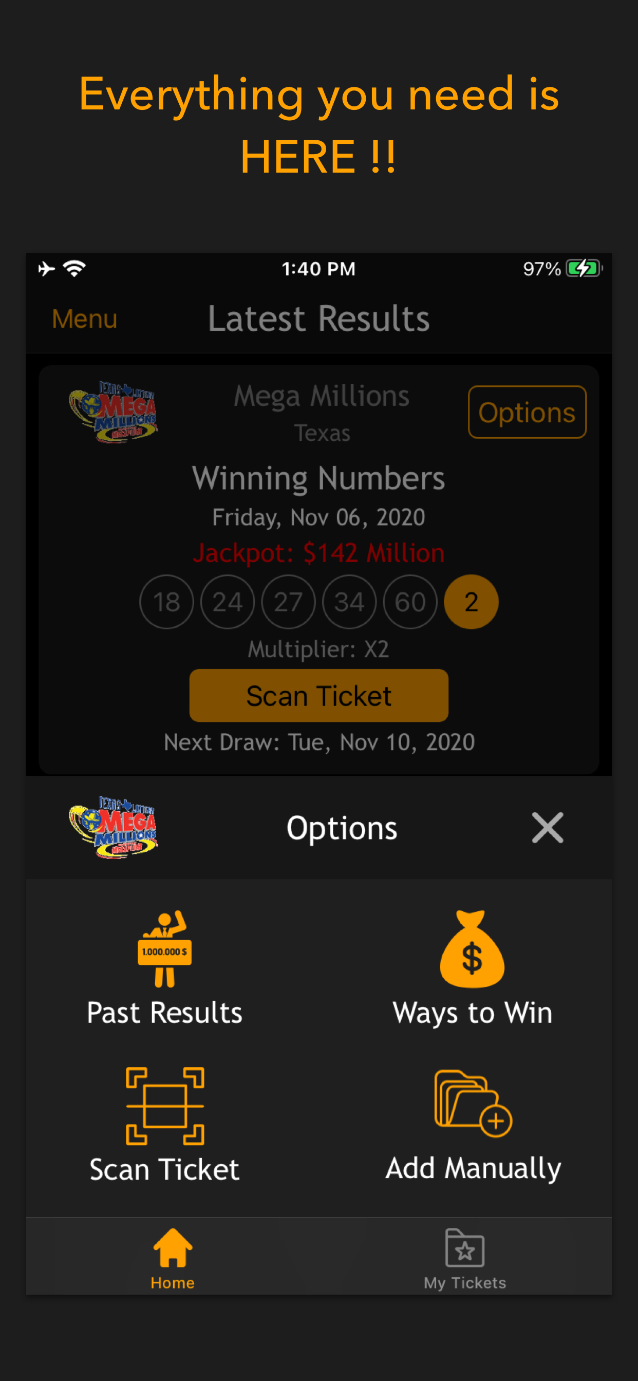 Lottery results-Ticket scanner