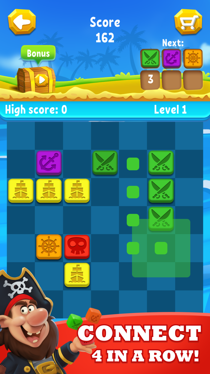 Pirates Dice Four in a row