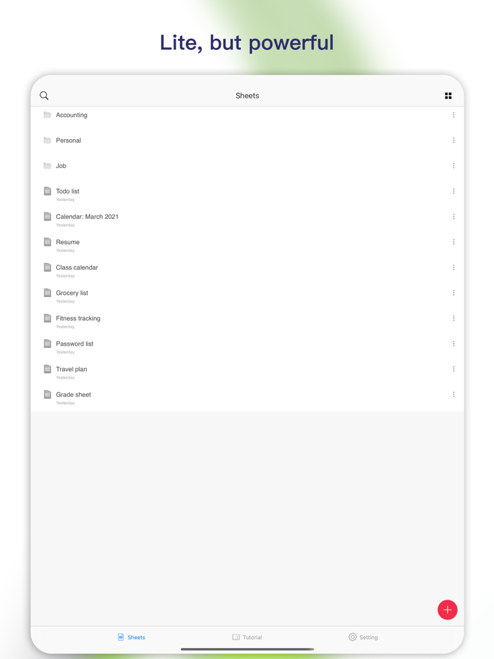 Simple Spreadsheetview and edit