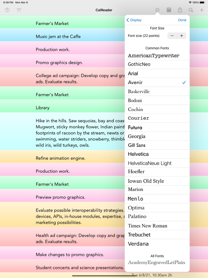 CalReader - Calender logs