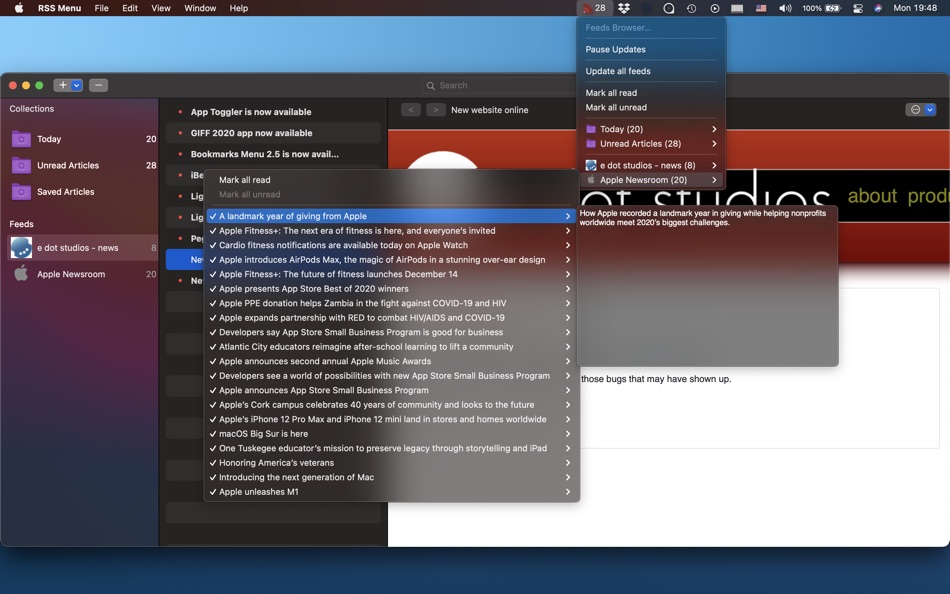 #1. RSS Menu (macOS) 由: e dot studios