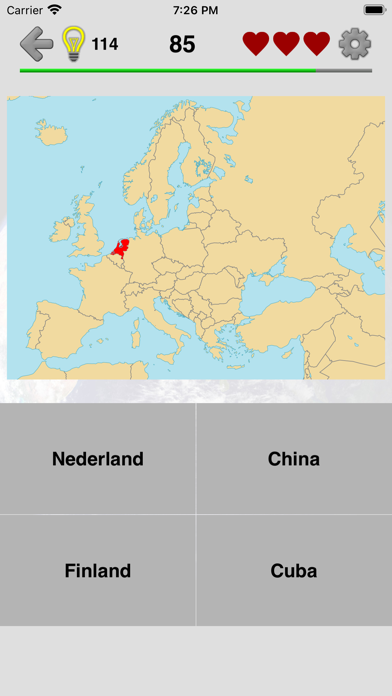 Kaarten van alle landen - Quiz