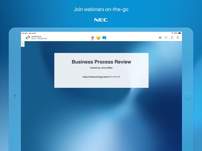 UNIVERGE BLUE™ MEET WEBINAR