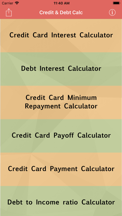Credit & Debt Calc Screenshot