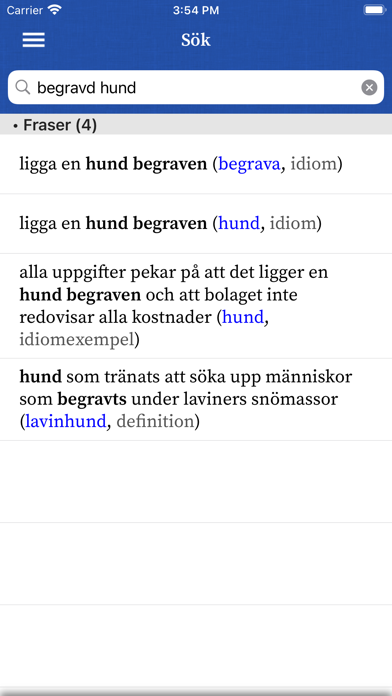 Svensk ordbok Screenshot