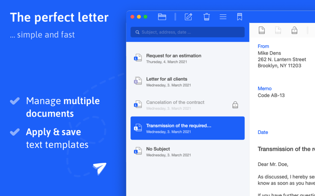 ‎EasyLetter - Екранна снимка за изпращане на писма