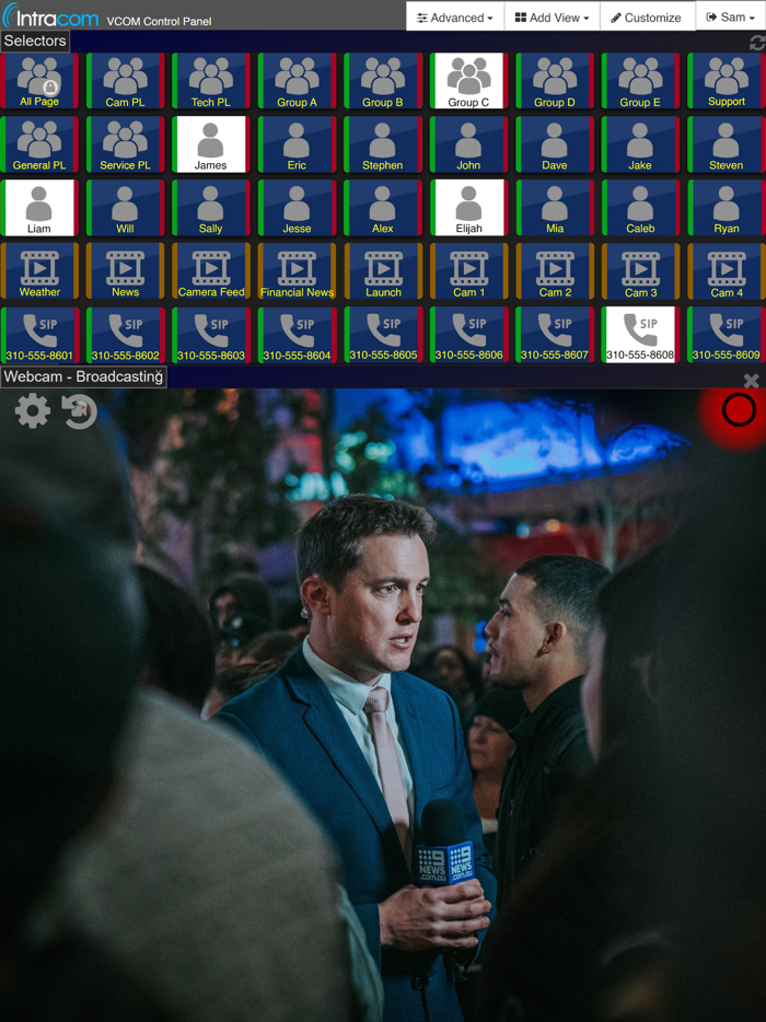 VCOM WebRTC Control Panel