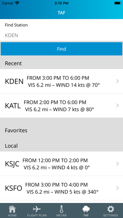 Aviation Weather - METARs/TAFs Screenshot