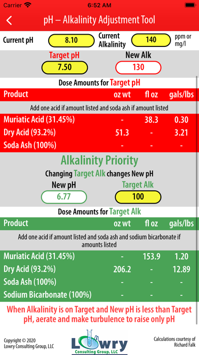 pH-Alkalinity Adjustment Tool Screenshot