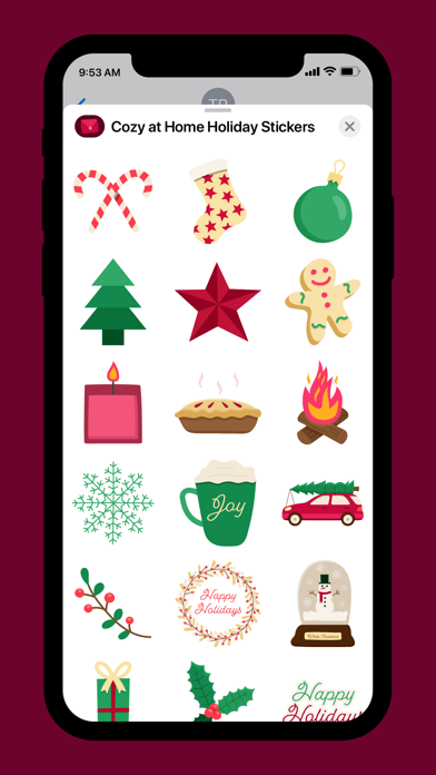 Cozy at Home Holiday Stickers Screenshot