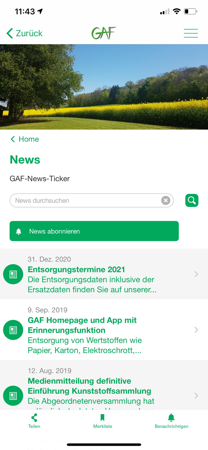 GAF Recyclingkalender