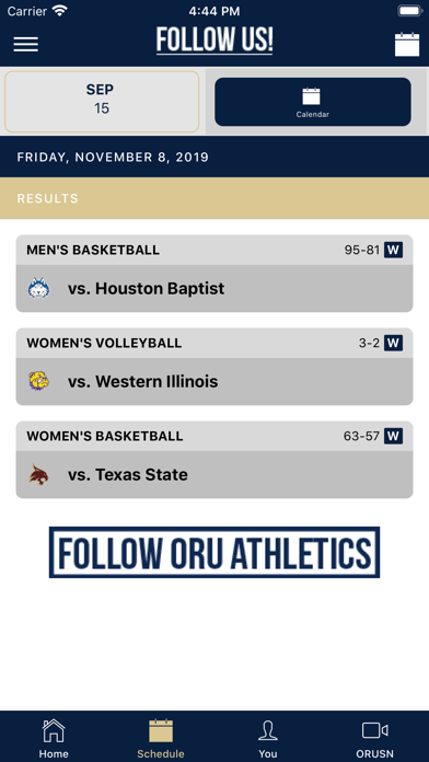 ORU Athletics Screenshot