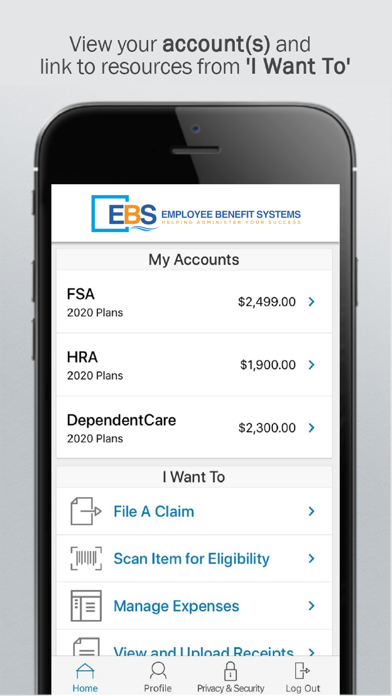 Benefits at EBS Screenshot