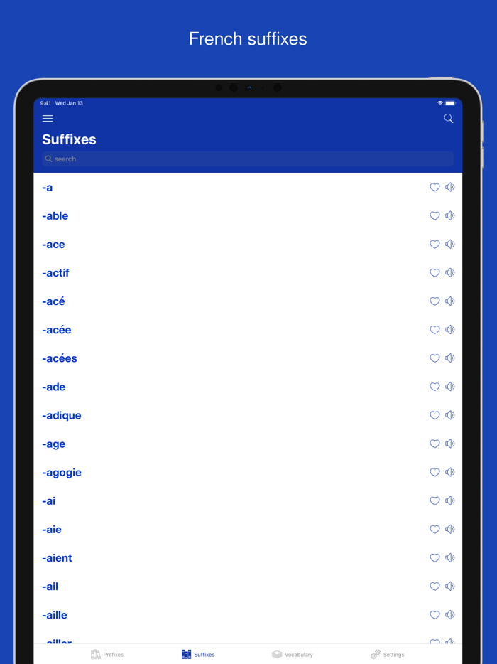 French Word Parts Vocabulary