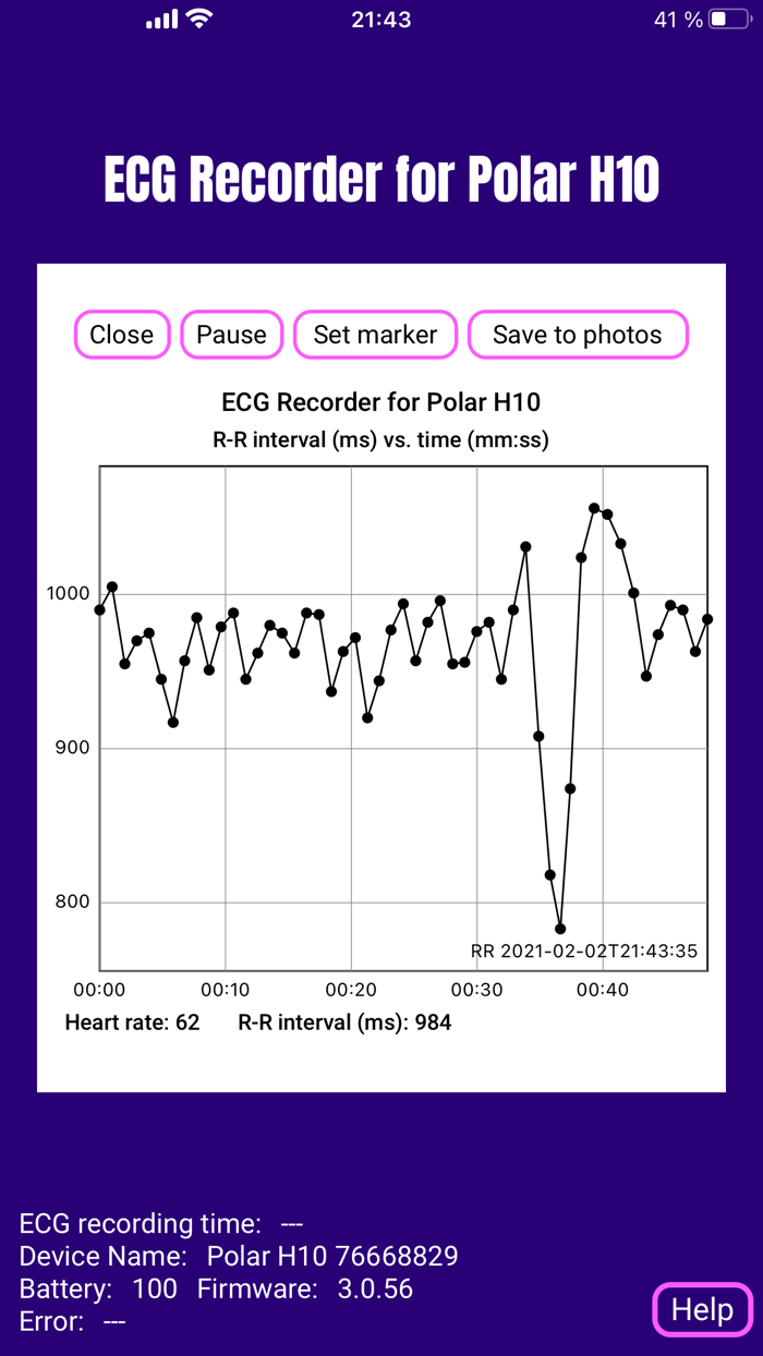 ECG EKG Recorder for Polar H10