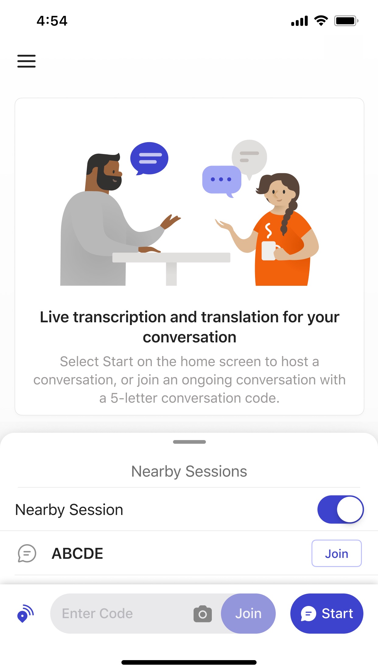 Screenshot do app Group Transcribe