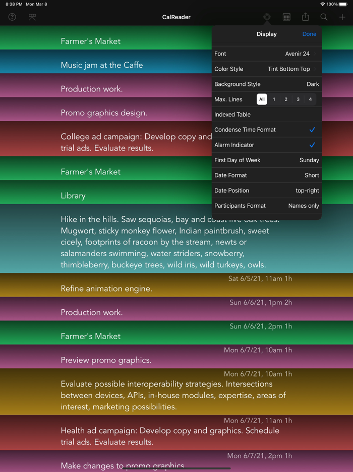 CalReader - Calender logs