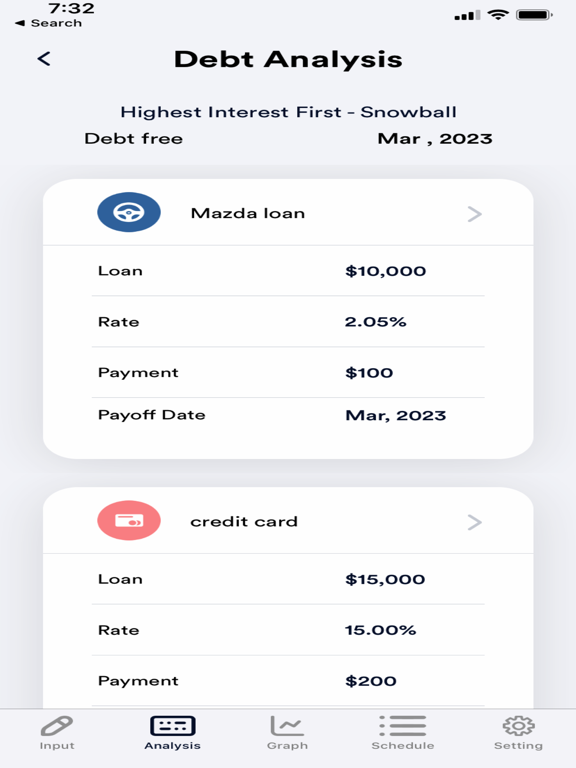 Debt Free Calculator screenshot