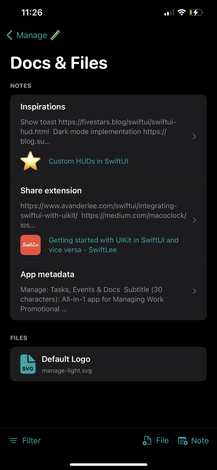 Manage Tasks Docs and Events