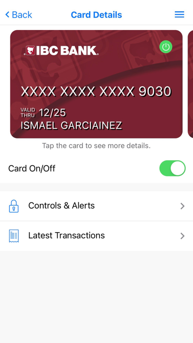 IBC Card Controls Screenshot