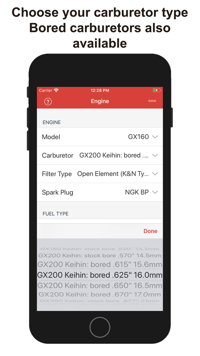 Jetting Honda GX 4T engine