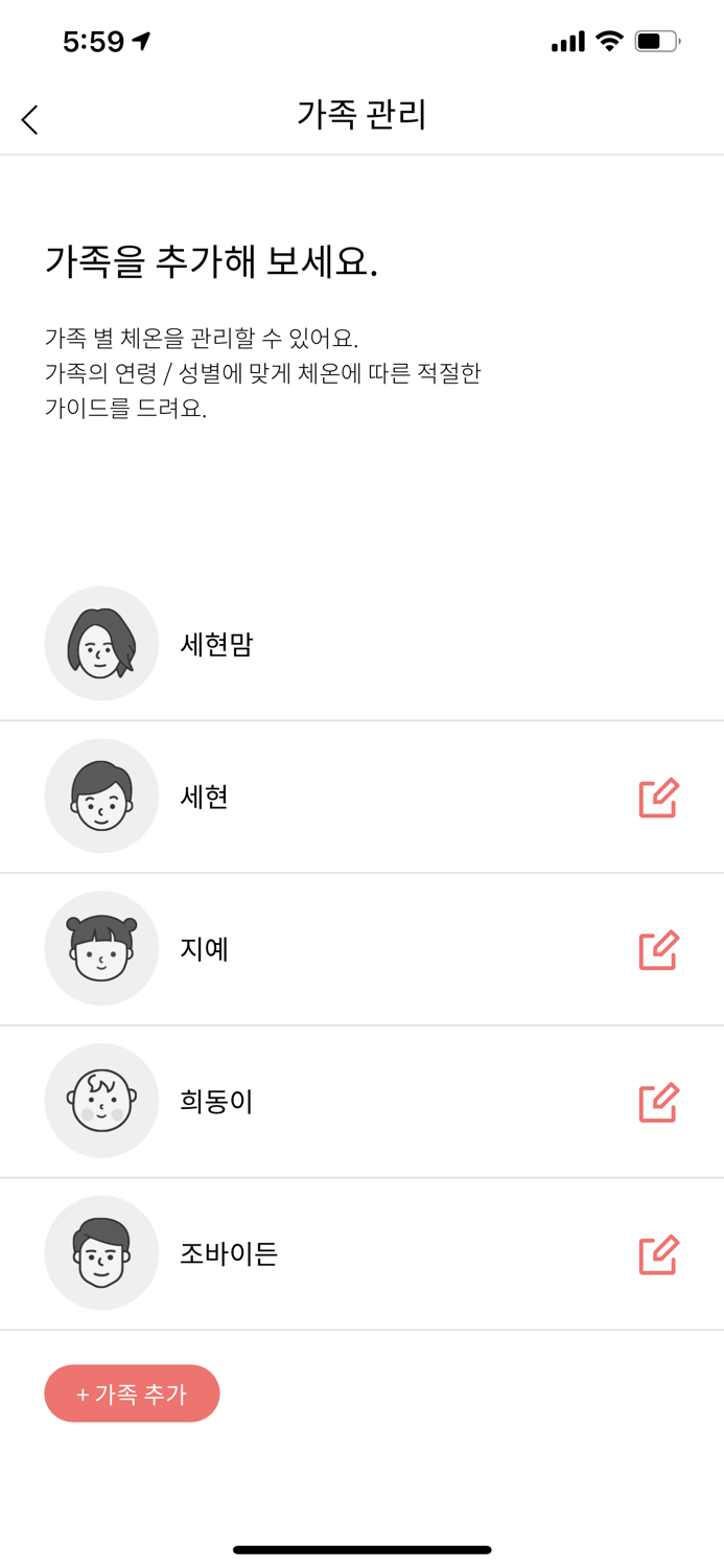 열map  온가족 체온 관리