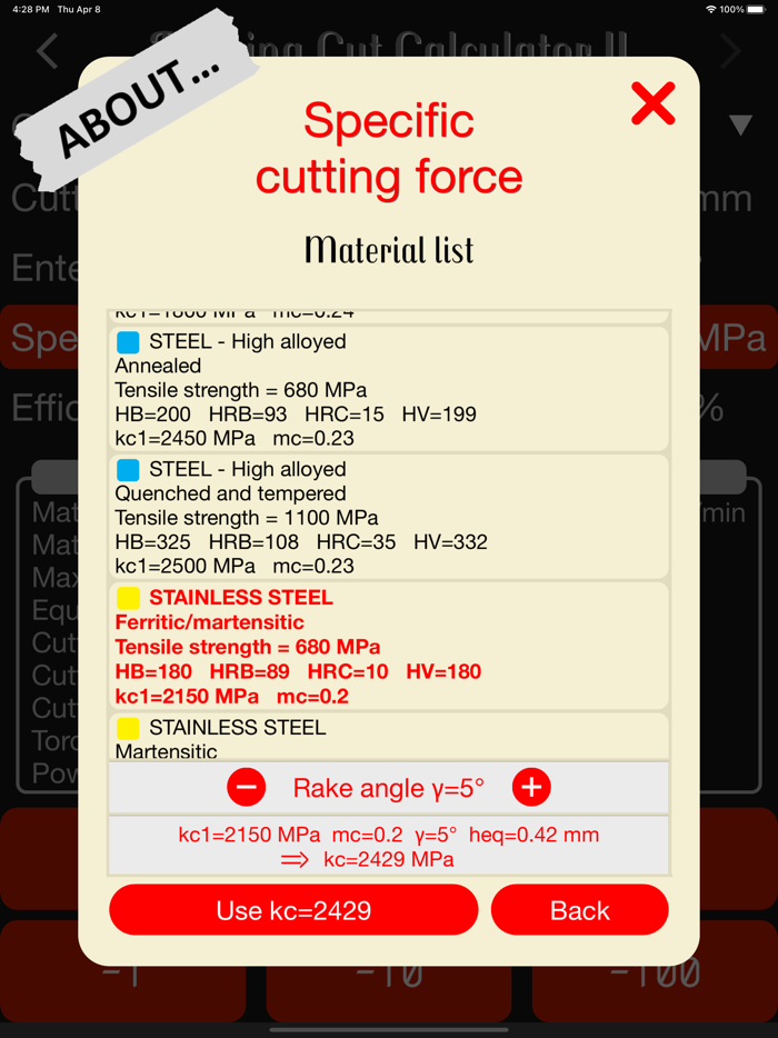 Turning Cut Calculator II