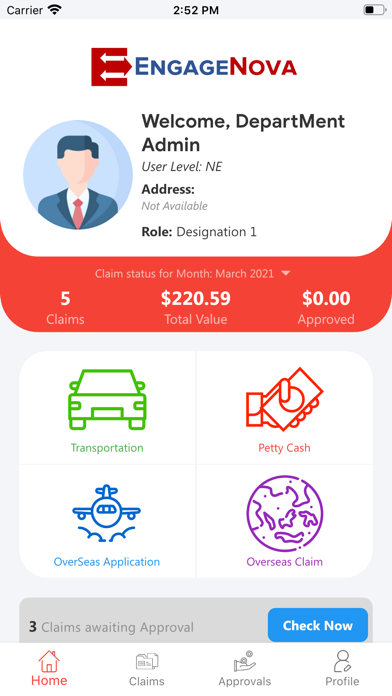 Engagenova eClaims Screenshot