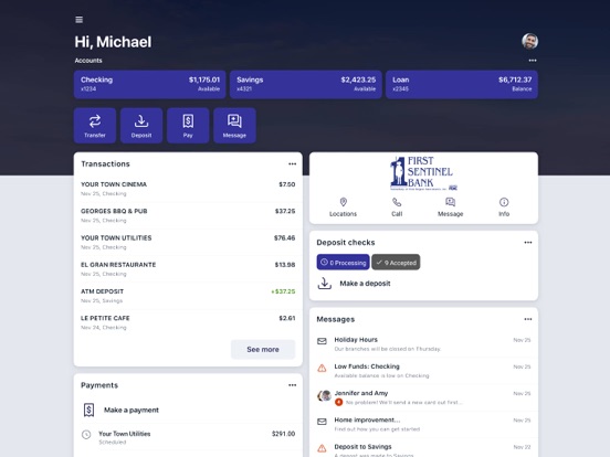 First Sentinel Bank iPad screenshot 1 - Finance app