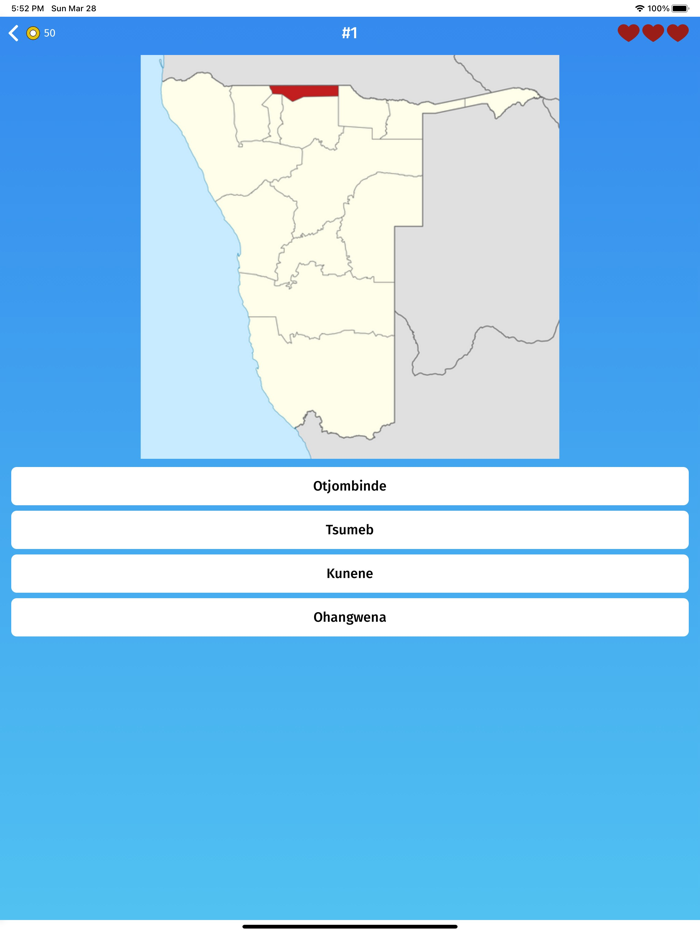 Namibia Provinces Quiz Game